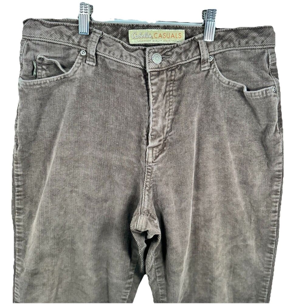 Cabelas Casuals Corduroy Pants Women 14‎ Reg Brown Flare Leg Casual Outdoor